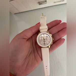 Michele white rubbed band watch